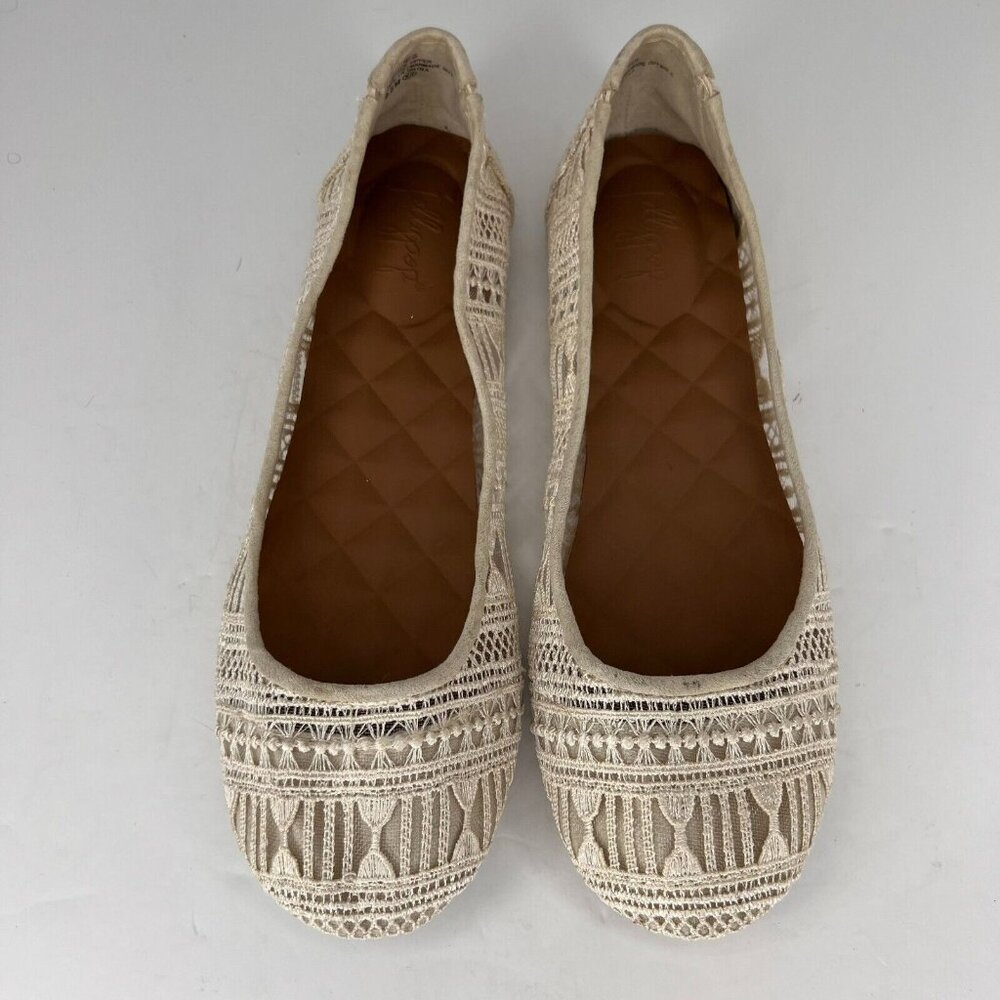 Rhodes Womens Cream Flats Slip On Lace Solid Round Toe Size 9.5M Comfort Shoes - Picture 4 of 9